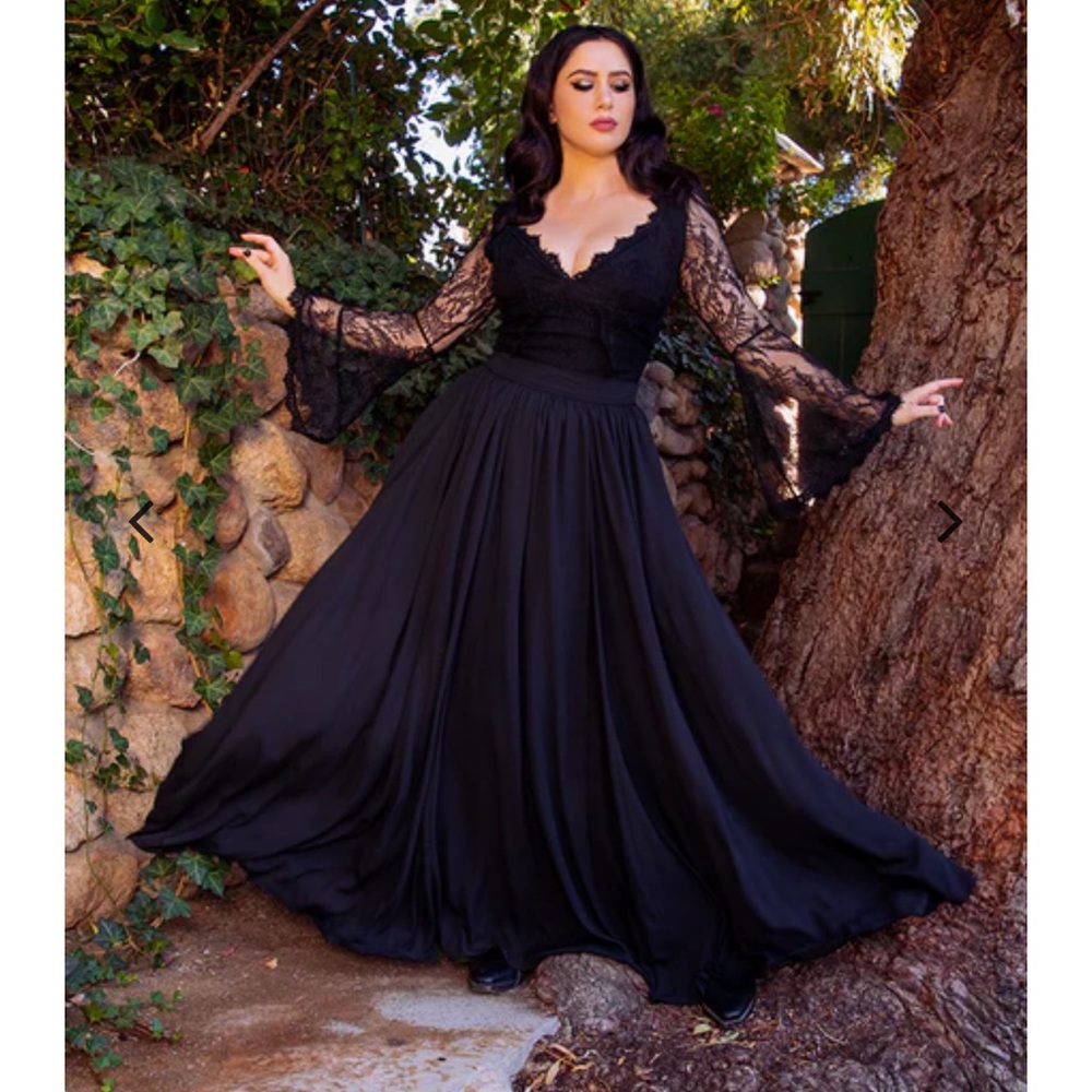 La Femme en Noir Mythical Maxi Skirt in Black Chiffon